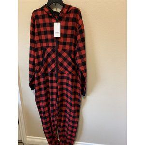 Ashford & Brooks Medium Flannel Hooded One Piece, Adult Onesie